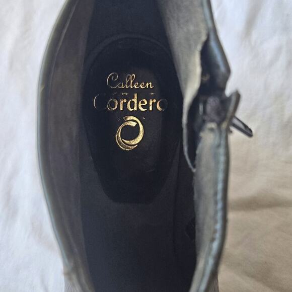 Calleen Cordero Women's Leather Heel Peep Toe Ankle Boots Olive Green Size 8.5 - Picture 7 of 9